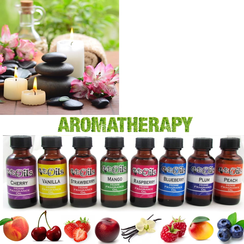 8 Aroma Therapy Oils Set Fruit Scent Spa Home Fragrance Air Diffuser