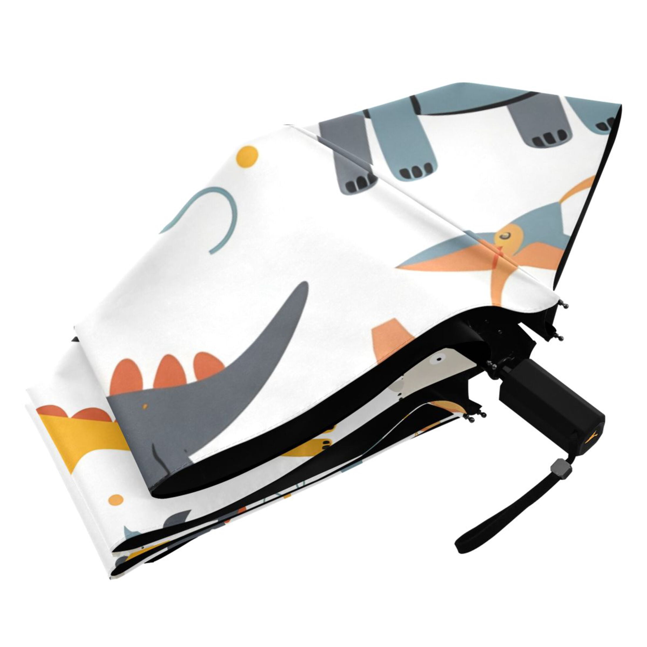 Dinosaurs and Character Compact Sun Umbrella Windproof Travel Umbrellas for Rain Strong Portable UV Protection