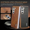 thumbnail image 3 of Case Designed for Samsung Galaxy Z Fold 7, Classic Crocodile Texture PU Leather + Plating Frame Shokcproof Lightweight Ultra Slim Case Cover for Men Women for Samsung Galaxy Z Fold 7, Brown, 3 of 8