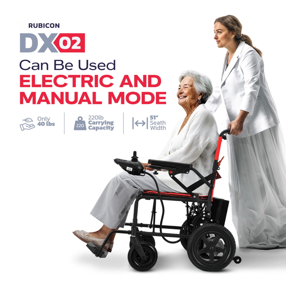 Lightweight Foldable Electric Wheelchair for Seniors, 500W Motor Power, 12 mi Cruise Range
