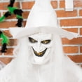 thumbnail image 6 of Outsunny 74" Life Size Outdoor Halloween Decorations White Witch Holding Pumpkin Head, Standing Skeleton Ghost Animated Prop Décor, 6 of 9