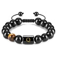 thumbnail image 1 of Con Letras Ajustables De 10Mm, Cuentas De Piedra De Ojo De Tigre De Ónix Negro Natural, Pulsera De Cuerda Trenzada, Regalo Significativo 26 Pulseras Advancent AP006886-10, 1 of 6