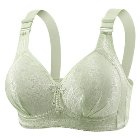 Wireless Bras for Women  Audhol Bra for Women Front Buckle Underwear Full Coverage Padded Wireless Plus Size Thin Stretchable Tank Top Bra Bras for Women Green L