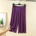 thumbnail image 6 of Mutghys Modal Cotton Pajama Pants for Women Scalloped Hem Solid Elastic Waist Capri Pants Home Relaxing Soft Comfy Casual Pajama Bottoms, 6 of 6