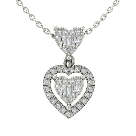 10K White Gold Diamond Heart Pendant with Sterling Silver Chain Necklace (1/4 cttw, I-J Color, I2-I3 Clarity), 18"