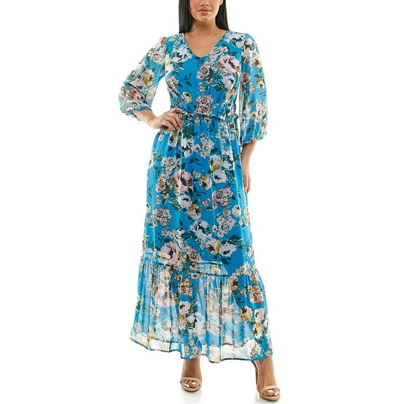 Women's Nina Leonard Chiffon Printed Maxi Dress