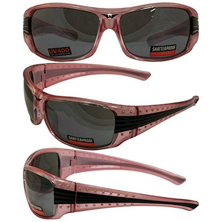 Global Vision Runaway Sunglasses Pink and Black Frame Flash Mirror Lens