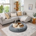 thumbnail image 6 of Best Friends by Sheri Original Calming Donut Dog and Cat Bed, Shag Faux Fur, Gray, XL (45in x 45in) - Anxiety Relief for Pets Up to 150 lbs, 6 of 7
