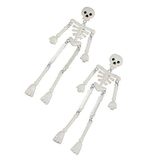 Claire's Halloween Glitter White Skeleton Dangle Earrings, 1-Pair