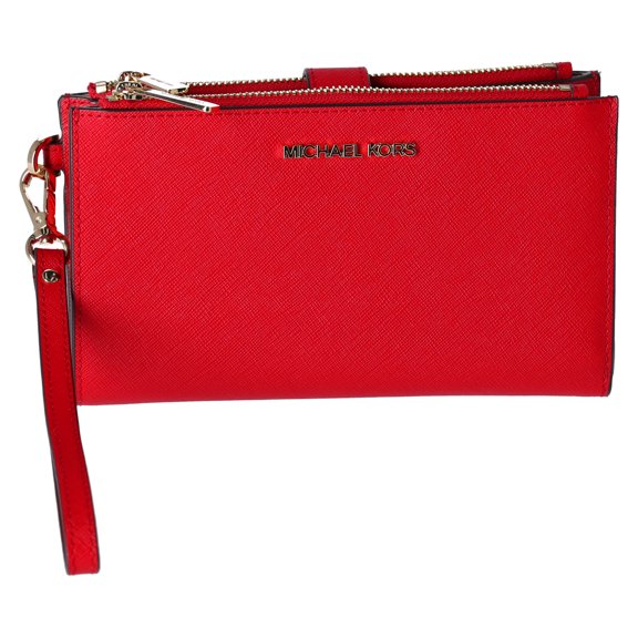 Michael Kors Women's Jet Set Travel Leather Double Zip Wristlet (Bright Red) 35F8GTVW0L-Bred