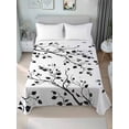 thumbnail image 4 of Black Botanical Flat Sheets Only Full Size, Soft Breathable Bed Top Sheets for Mattress, Watercolor Summer Botanical Luxury Bedding Flat Sheets for Home Hotel Bedroom Bed Protection, 4 of 9