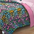 thumbnail image 3 of My Room Neon Leopard Full 7 Piece Bed in a Bag Bedding Set, Polyester, Pink, Sky Blue, Multi, Female, Child, 3 of 3