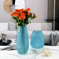 thumbnail image 3 of Jarrón De Vidrio Acanalado Azul Esmerilado, Jarrones Decorativos Elegantes Bohemios De 12 Pulgadas Para Arreglos Florales Para El Hogar, Centros De Mesa, Mesa De Cena Y Decoración Moderna, 3 of 5