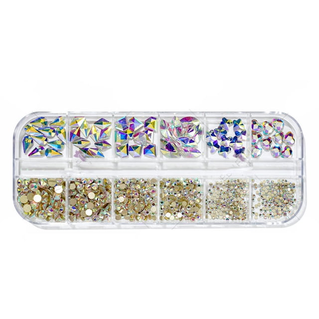 Diamantes de imitación de cristal con parte posterior plana y múltiples formas para manualidades de arte de uñas
