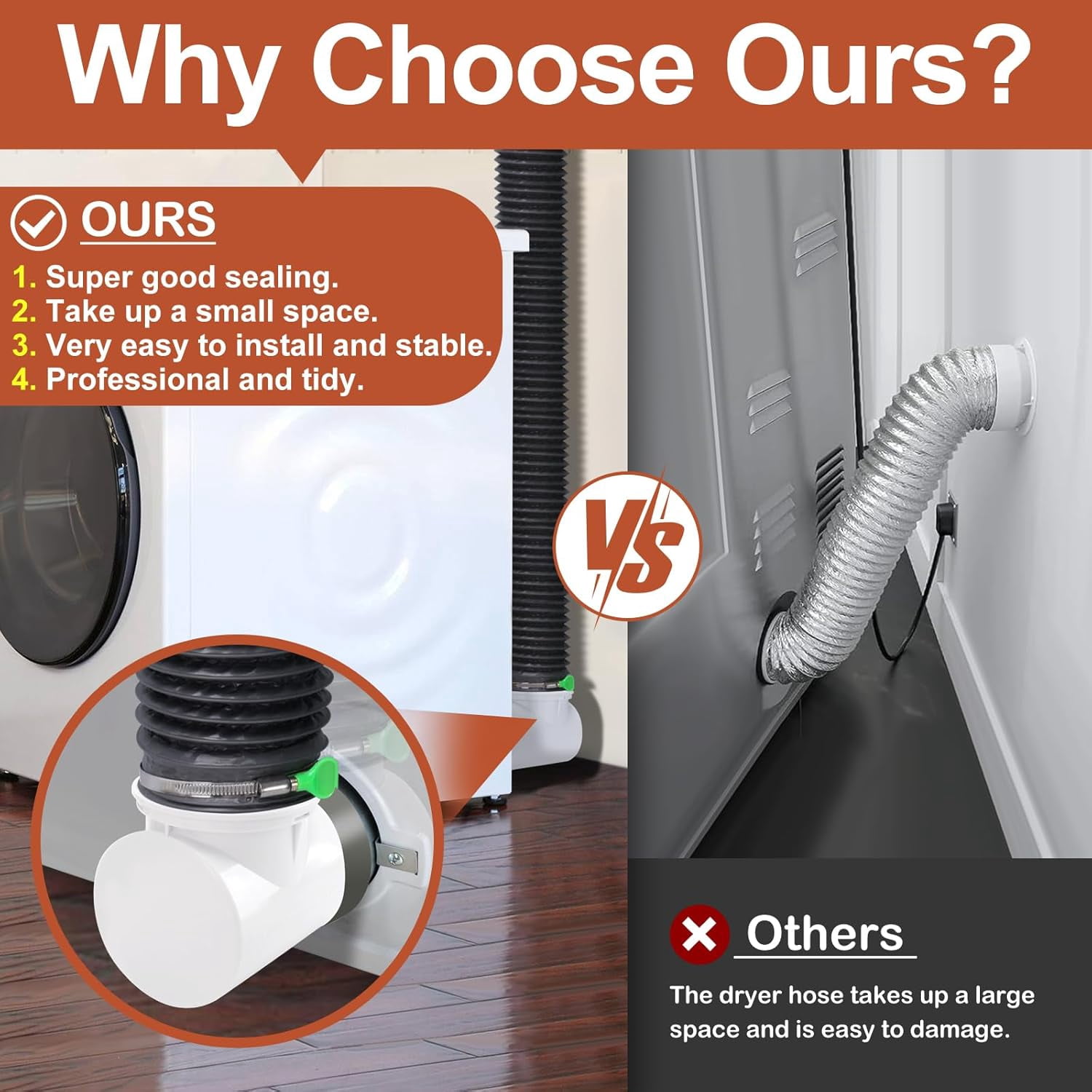 AmzDoer Dryer Vent Kit with Hose/Duct Connector/Wall Plate,4 Inch Dryer Vent Hose Connector Wall Ducting Kit for Bathroom Ventilation Fans Exhaust, Ceiling Washer Air Circulation