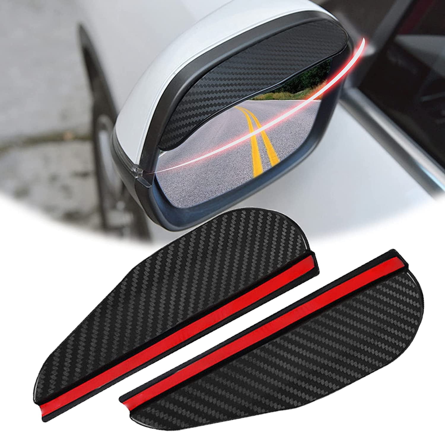 1 Pair Car Side Wing Mirror Rain Protector Cover Cap Smoke Guard Universal  Carbon Fiber Rear View Side Eyebrow for SUV Truck Accessories