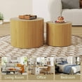 thumbnail image 7 of Nesting Coffee Table Set of 2, Round Wooden Coffee Tables Modern Circle End Table Side Table for Small Spaces Living Room, Bedroom, Balcony, Office, Wood Color, 7 of 7