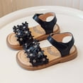 thumbnail image 2 of Baby Girl Sandals Kids Toddler Girls Adjustable Sandals with Flower Design Lightweight Non- Sole Kids Sandals Black 5.5 Years-6 Years, 2 of 7