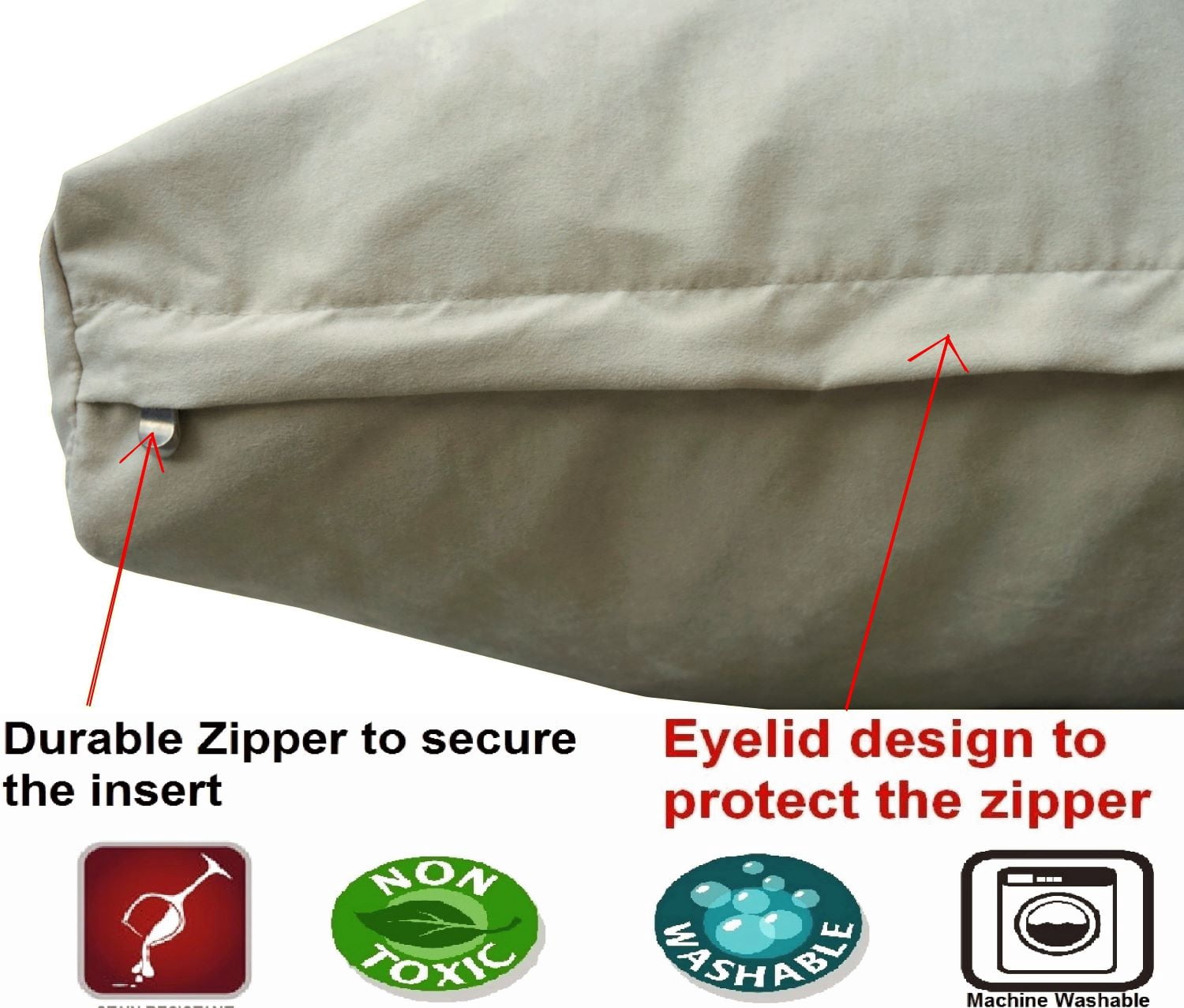 Dogbed4less Shredded Memory Foam 40"x35" Dog Bed Pillow with Khaki Suede Cover
