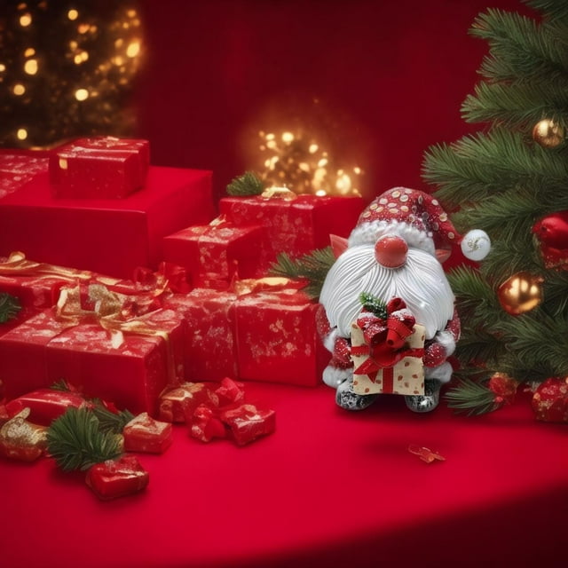 Fiudx Adorno Navideño de Gnomo, Figura de Papá Noel de Resina, con Diseños de Copos de Nieve y Regalos, Decoración Festiva, Versátil para Exhibir En La Mesa, Decoración de Repisa para El Hogar, Tamañ
