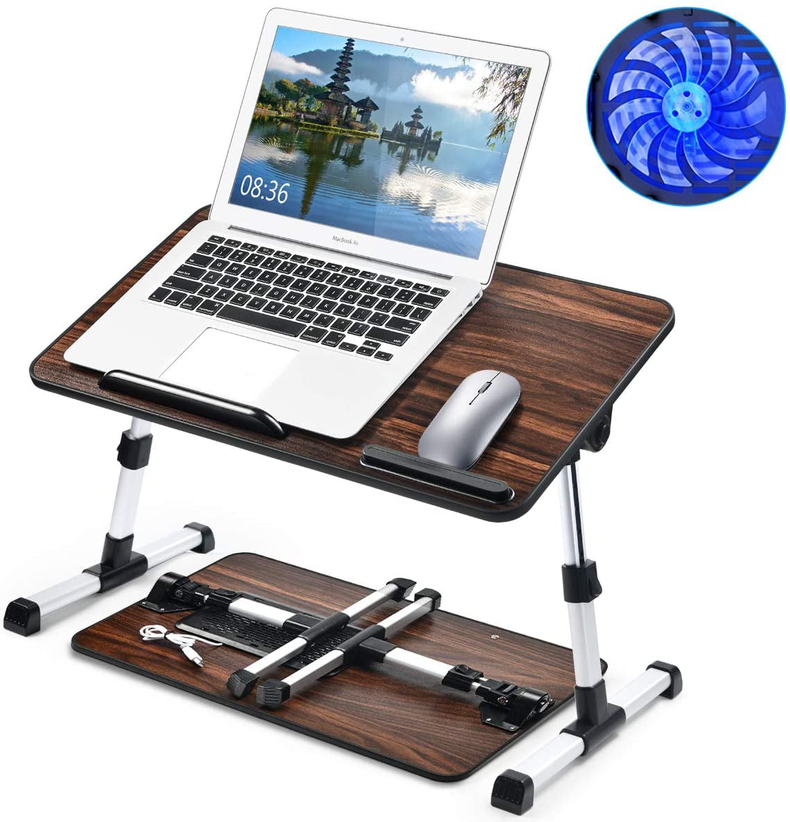 Laptop Desk for Bed with Fan, CORNMI 52 * 30CM Adjustable