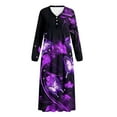thumbnail image 5 of SEANATIVE Long Sleeve Nightgowns for Women Soft Sleepshirt Night Gown, Women's Pajama Dress with Partial Buttons, Cozy Ankle Length Nightdress, S, Violet Black Butterfly, 5 of 7