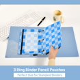 thumbnail image 5 of Dailycode 2 Pack Pencil Pouch for 3 Ring Binder Smooth Zipper Folders with Pockets Clear Window Pencil Case, Bright Blue White Gingham, 5 of 6