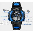 thumbnail image 3 of Reloj de pulsera deportivo digital LED de cuarzo con alarma y fecha para niños y niñas, color azul, 3 of 5