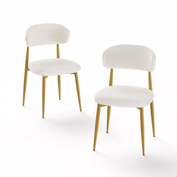 Cterwk Set of 2 Velvet Dining Chairs with Metal Legs, Upholstered Side Chair for Dining Room, Kitchen, Living Room, White