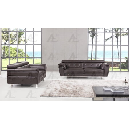 Dark Chocolate Sofa Loveseat Set Italian Leather 2Pcs American Eagle EK068-DC