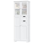 Homfa 67 Tall Bathroom Cabinet, White Linen Cabinet with Doors and Removable Drawers, Kitchen Cupboard