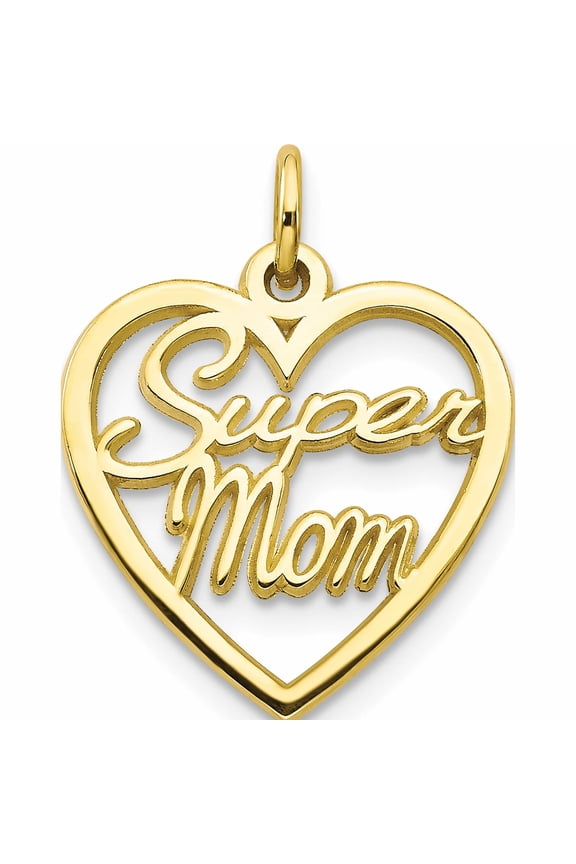 10K Yellow Gold Super Mom Charm (20 X 16) Made In United States 10c435