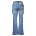 thumbnail image 4 of Sngxgn Women Distressed Raw Hem Washed Jeans Destroyed Straight Leg Denim Pants(Blue,L), 4 of 5