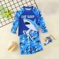thumbnail image 6 of TOWED22 Baby-Boys Toddler Short/Long Sleeved Rashguard Swim Bathing Suit Set Boys Bathing Suit with Cap(Blue,4 Y), 6 of 6