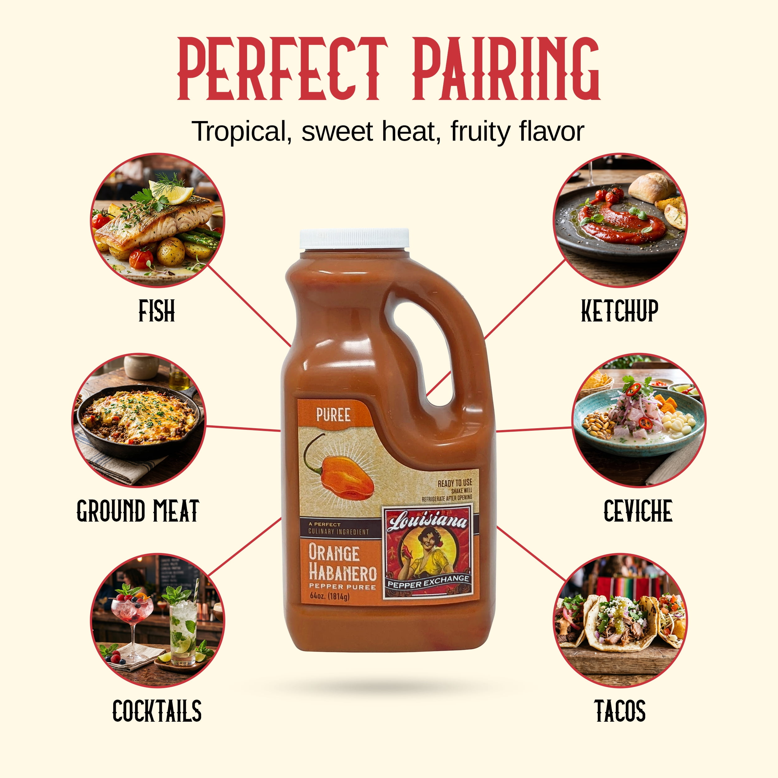 Louisiana Pepper Exchange 64oz Orange Habanero Pepper Puree Sauce