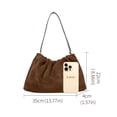 thumbnail image 4 of Cowhide Leather Women Ruched Cloud Bag, Shoulder Underarm Bag, Suede Texture, Large Capacity, 4 of 4