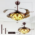 thumbnail image 5 of AFANQI 42 Inch Tiffany Invisible Ceiling Fan with Light, 3 Colors 3 Speeds Stained Glass Ceiling Fan, Remote Control 4 Blades Ceiling Fan for Bedroom, Living Room and Dining Room, 5 of 8