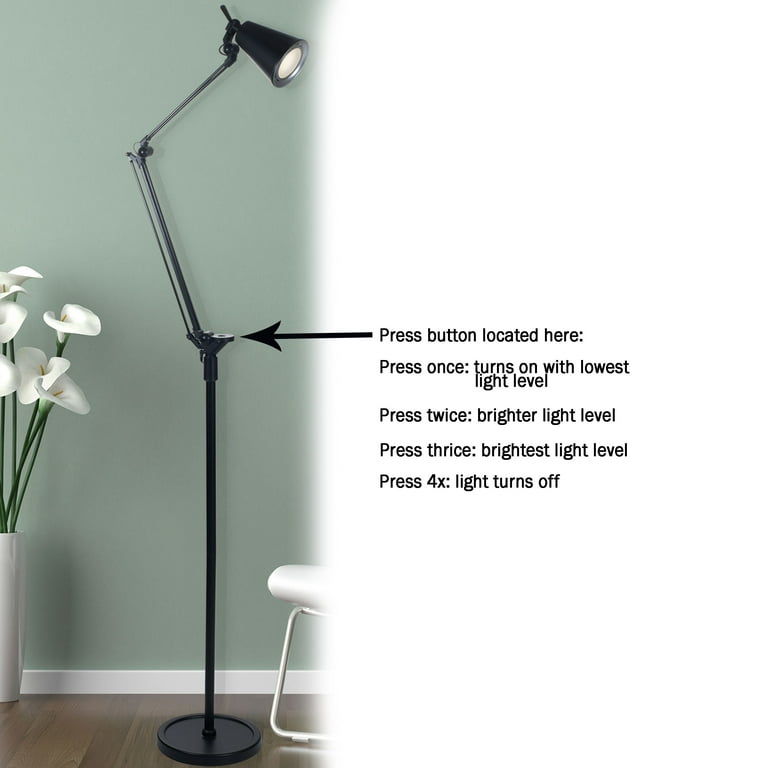 Lavish Home 6 Foot LED Adjustable Floor Lamp Black