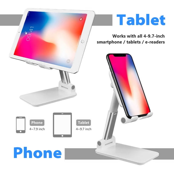 Foldable Cell Phone Stand Adjustable Angle & Height Desk Phones iPads Tablets Stand Holder with Stable Anti-Slip Pad