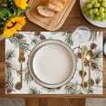 thumbnail image 4 of Sage Green Christmas Placemats Set of 4, Xmas Botanical Pine Cones Placemats for Dining Table, Place Mats for Kitchen Tabletop, Waterproof Wipeable Dining Table Mats Set, 4 of 9
