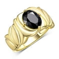 thumbnail image 3 of RYLOS Bagues pour Femmes Bague en Or Jaune 14K Solitaire Pierre Précieuse Ovale 9x7 mm avec Anneau Fini Satin Onyx d'Octobre Bijoux Taille 9, 3 of 7