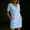 Blue, variant on PWPSG Summer Dresses for Women V Neck Short Sleeve Asymmetrical Button Placket Relaxed Mini Tunic Dress With Dual Practical Side Pockets Green S