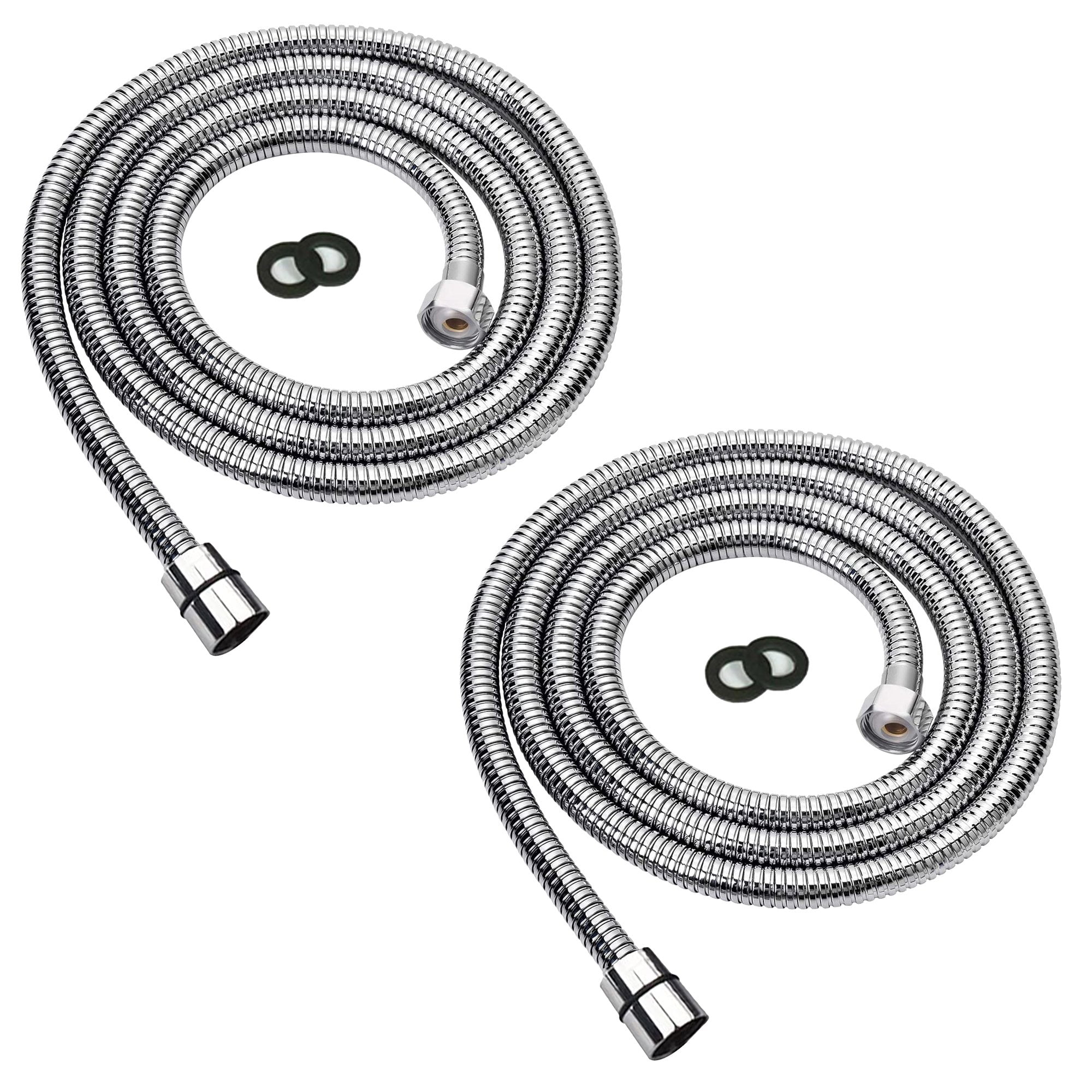 Wideskall 2-Pack 5 FT Long Premium Stainless Steel Anti-Kink Handheld Shower Hose Replacement 60'
