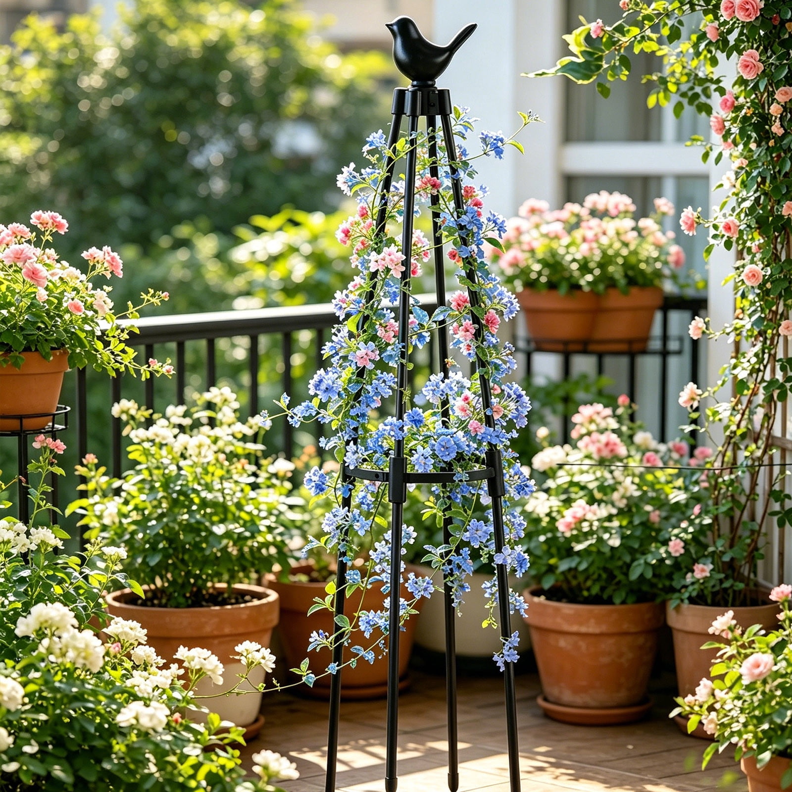 Garden Trellis for Climbing Plants, Support Plant Stand for Indoor and Outdoor, Potted Plants Flowers Vegetables Vines – Tomato Cage Tower for Garden or Balcony by IHHXPRO (Style A,1 Pack )