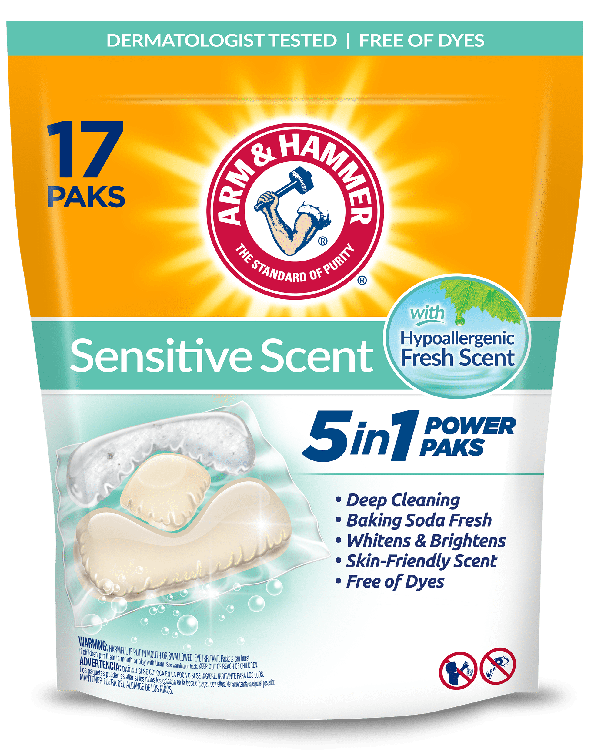 Arm & Hammer Sensitive Scent 5in1 Power Paks, 17 Count