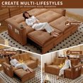 thumbnail image 3 of Leumius 73.2" Convertible Corduroy Sofa Bed with Pull Out Bed ,2-in-1 Multi-Functional Sofa Couch with Steel Frame for Living Room,Bedroom,Apartment,Small Spaces,Orange, 3 of 7