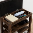 thumbnail image 4 of Height-Adjustable Wooden Shoe Bench with Concealed Storage, Charcoal-Grained Rubberwood Design, Ergonomic Seat & Stable Legs for Entryway Organization, 4 of 9