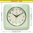 thumbnail image 5 of Retro Wall Clock - 9-inch Square Silent Non-ticking Mid-century Modern Vintage Decorative For Kitchen  Office Or Diner Meadow Mist, 5 of 7