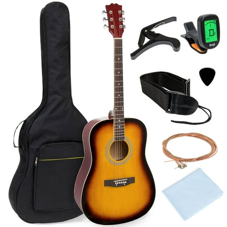 Best Choice Products 41in Full Size All-Wood Acoustic Guitar Starter Kit w/ Foam Padded Gig Bag, E-Tuner, Pick, Strap, Extra Strings, Polishing Rag -