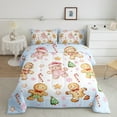 thumbnail image 3 of Manfei Christmas Gingerbread Man Full Size Comforter Sets, Xmas Tree Snowflake Candy Bedding Comforter Set, Blue Christmas Cartoon Reversible Bedding Sets, Luxury Bedroom Decor, 3-Piece, 3 of 9